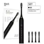 Electric Toothbrushes With extra Brush Heads Gift-BLACK