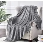 Flannel Fleece Throw Blanket for Sofa Soft Blanket Solid- Grey