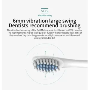 Electric Toothbrush — Sonic Brush Head Close-up of a white sonic electric toothbrush head with soft bristles and vibration detail — Electromart Uganda