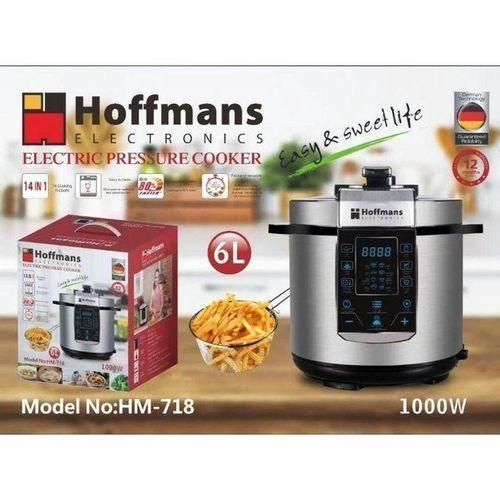 Hoffmans HM-718 6L electric pressure cooker in stainless steel with a digital panel — Electromart Uganda