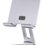 360 Rotating Phone Holder for Desk, Dual-Adjustable Foldable Heavy-Duty Bases Aluminum Phone Stand