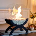 Round Glass Large Tabletop Fireplace – Elegant Indoor & Outdoor Decor