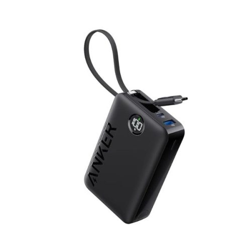 Anker 335 20000mAh power bank in black with a built-in cable and digital display — Electromart Uganda