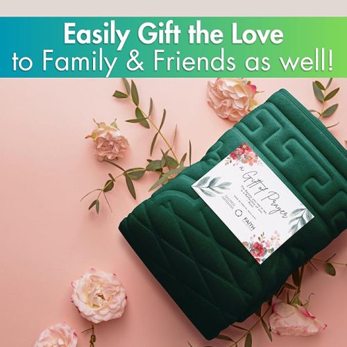 Customised Muslim Prayer Mat — Green Green quilted Muslim prayer mat folded with a gift label and roses — Electromart Uganda