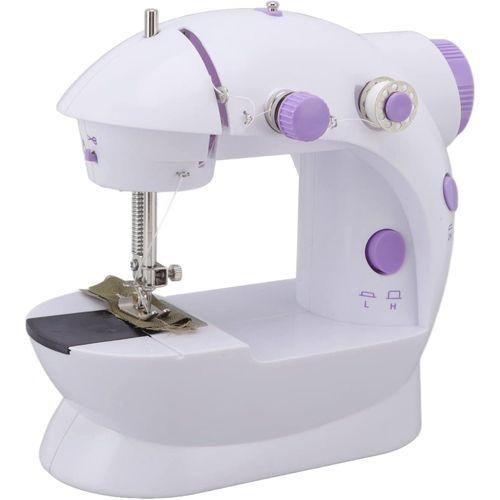 Compact white and purple portable electric sewing machine, side view — Electromart Uganda
