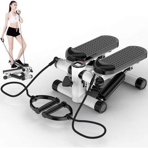 Mini fitness stepper in black and white with detachable resistance bands — Electromart Uganda