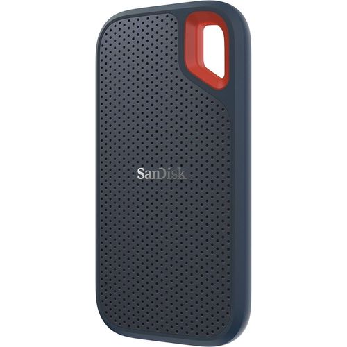 SanDisk Extreme Portable SSD — 1TB SanDisk Extreme 1TB portable SSD in navy with a red carabiner loop — Electromart Uganda