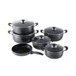 11-Piece Non-Stick Saucepan & Cookware Set – Black