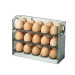 3 Layer Egg Holder For Fridge Storage Container Tray Container 30 Eggs, Space Saver- Green