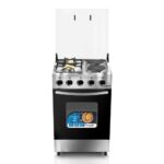 Saachi 2 Gas + 2 Electric Stainless Steel Stove/Cooker With Gas Oven (50X50cm) - Silver Black (2YRS WRNTY)