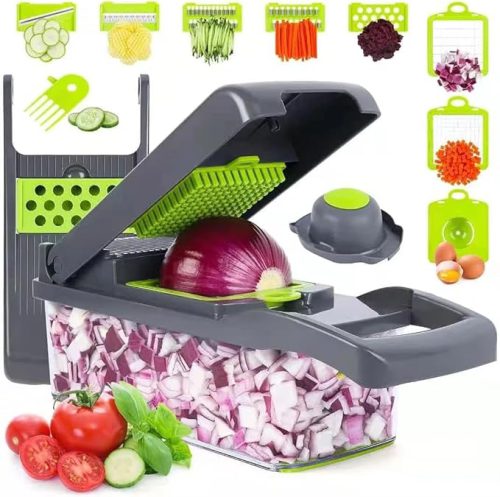 15-in-1 vegetable chopper with interchangeable blades and an onion catch container — Electromart Uganda