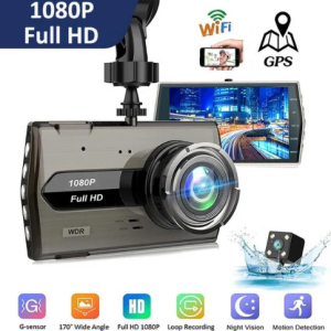 1080P car dashboard camera with a screen plus a small rear camera — Electromart Uganda