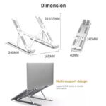 Portable Laptop Stand – PHOCAR Adjustable Aluminum Laptop Holder (Silver) - Image 2