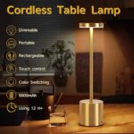 Rechargeable Touch Control LED Table Lamp – Gold - Image 2