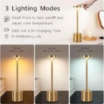 Rechargeable Touch Control LED Table Lamp – Gold - Image 3