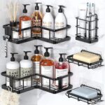Corner Shower Caddy – 5 Pack (No Drilling, Black)