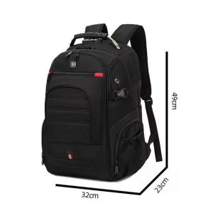 Waterproof Backpack — Interior Detail Black waterproof travel backpack opened to show a padded laptop sleeve and organiser pockets — Electromart Uganda