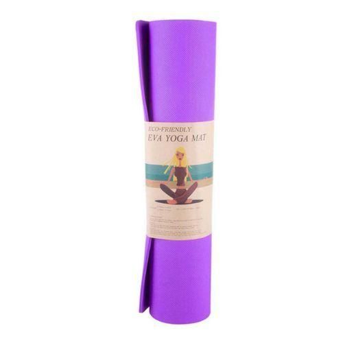 Rolled-up purple 8mm EVA yoga exercise mat with an eco-friendly label — Electromart Uganda