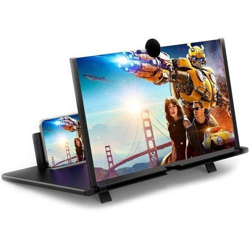 Phone screen magnifier amplifier enlarging a movie on a smartphone, black stand — Electromart Uganda
