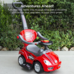 3-in-1 Kids Push & Pedal Ride-On Car – Rechargeable Toddler Stroller with Remote & Push Handle