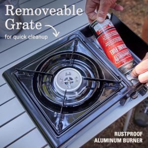 Portable outdoor camping gas stove with a rustproof aluminium burner and removable grate — Electromart Uganda