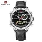 Naviforce Digital Watch with Black Leather Strap