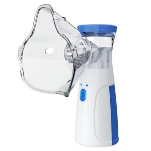Portable ultrasonic mesh nebuliser in blue and white with a face mask — Electromart Uganda
