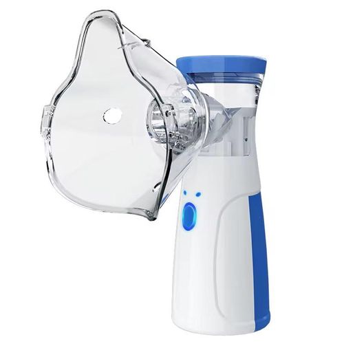 Portable ultrasonic mesh nebuliser in blue and white with a face mask — Electromart Uganda